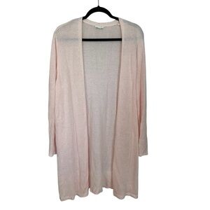 J. Jill Women’s Long Sleeve Light Pink Linen Blend Open Front Cardigan L GUC